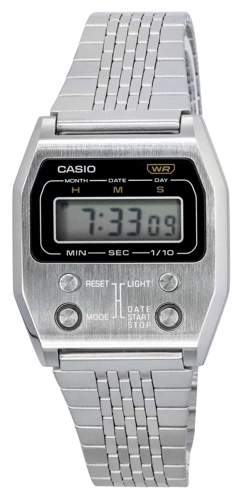 Casio Vintage Full Metal Digital Silver Steel Quartz A1100D-1 Unisex Watch