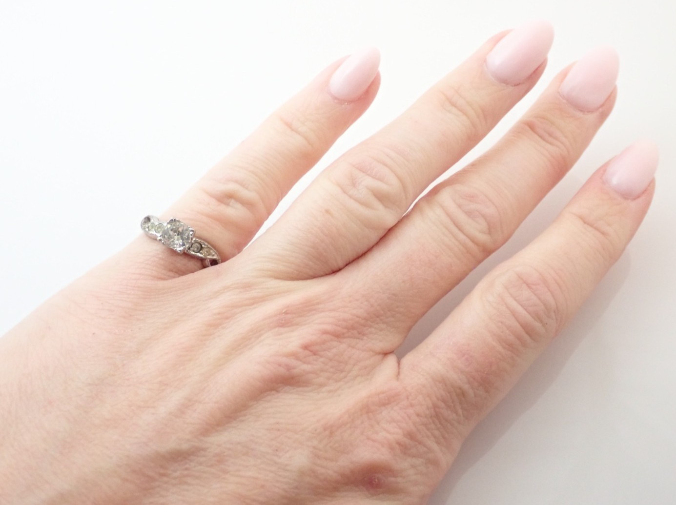 Vintage Art Deco C&C Clark & Coombs Signed Wedding Sterling Ring Sz 5