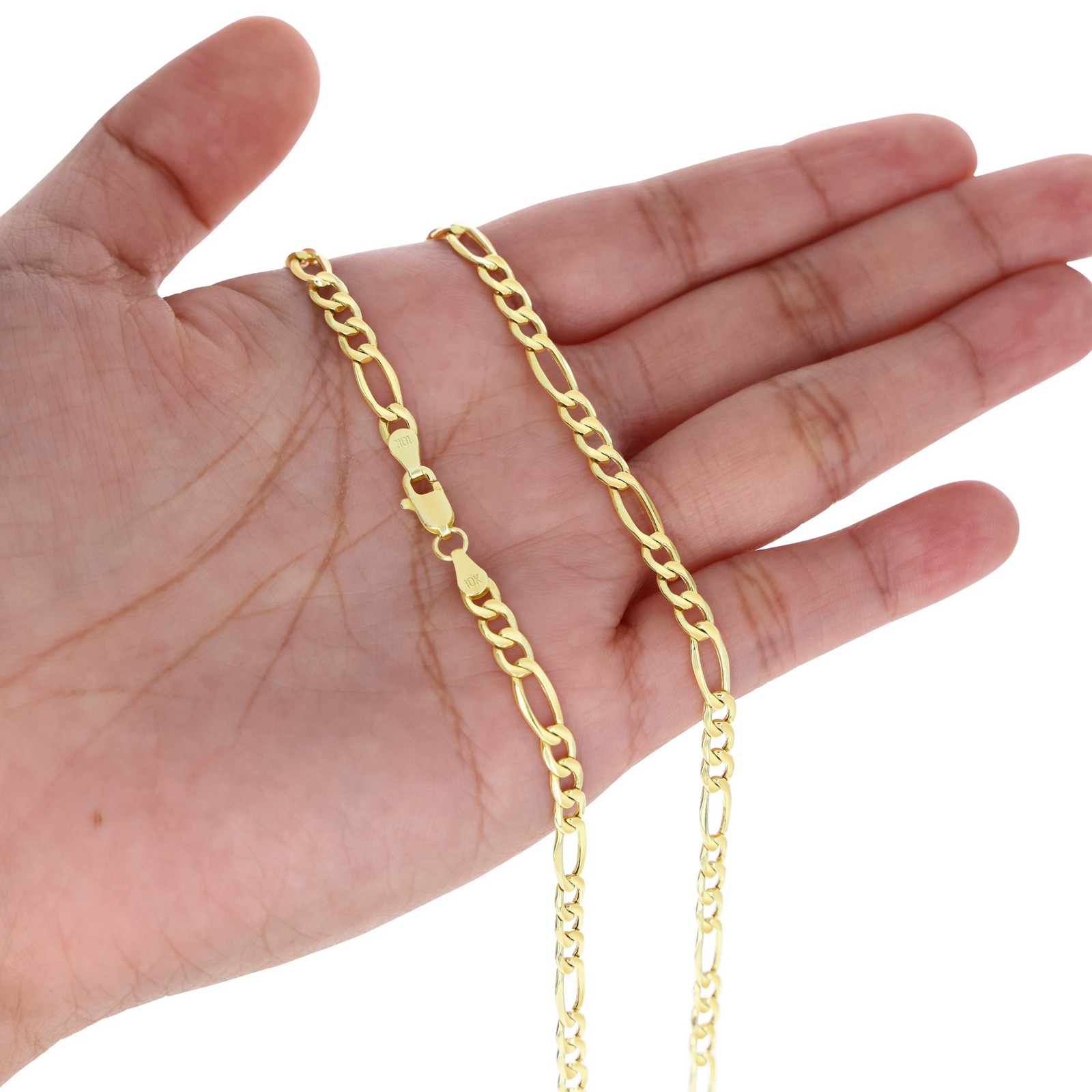 10K Yellow Gold 4.5mm Figaro Chain Italian Link Pendant Necklace Mens Womens 20″