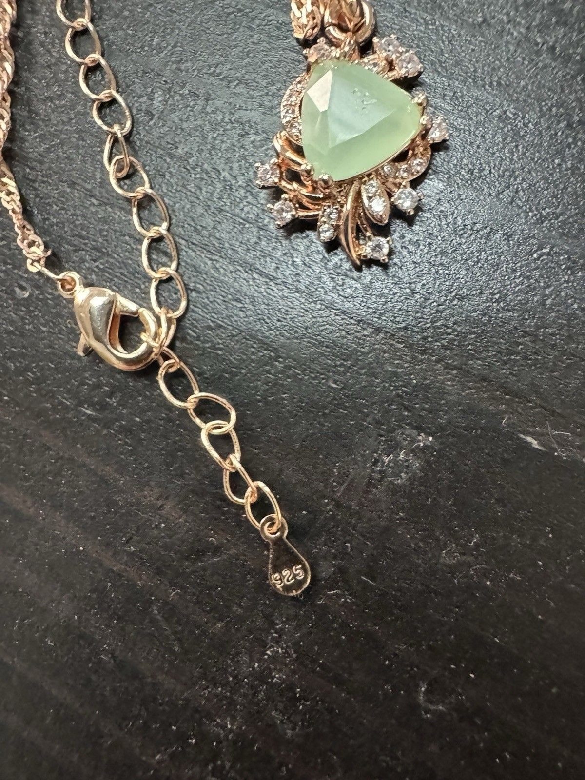 585 14K RG Stamped Rolled Gold Mint Floral Pendant 19” Necklace Clasp Chain