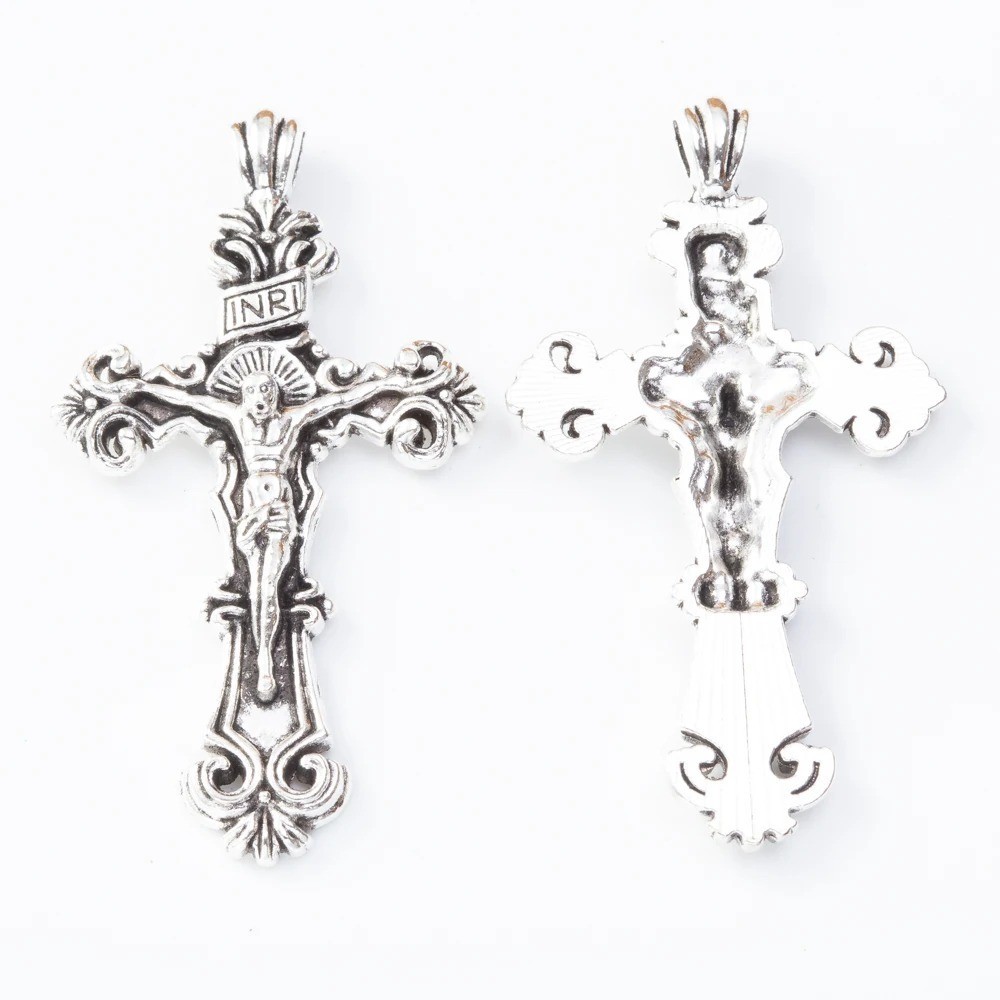925 Sterling Silver 3D Christian Jesus Christ Cross Catholic Crucifix Necklace