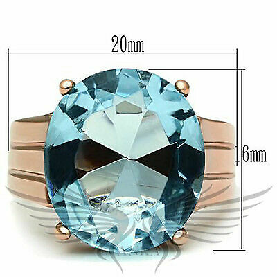 Brilliant 12Ct Oval Synthetic Glass Rose Gold Engagement Ring 5 6 7 8 9 Gl237