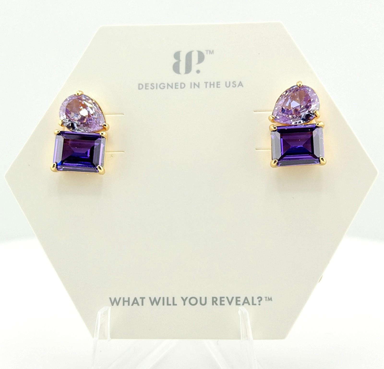 Bomb Party Earrings “Spectacularly Kept Promises” Purple & Lavender Topaz Gold