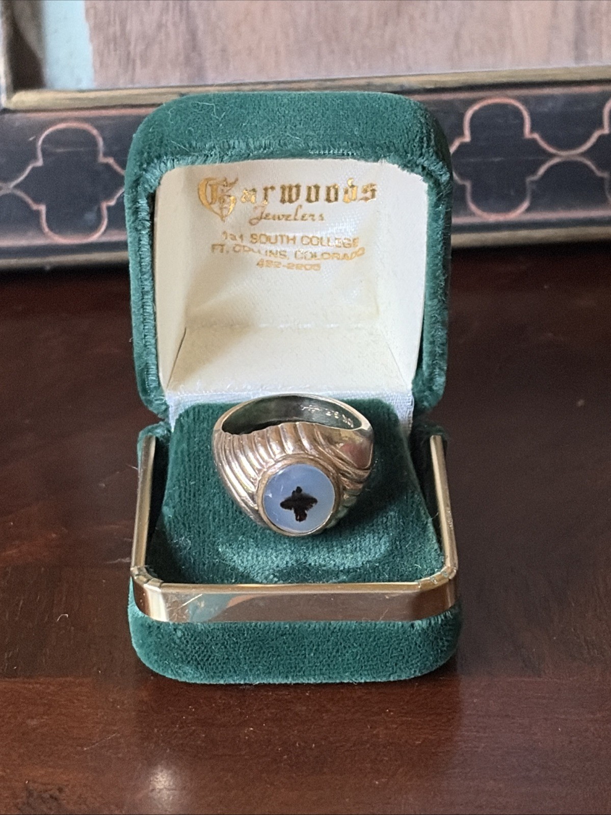 Vintage 1/20 10k Gold Filled Ring Dendritic Stone size 8.75