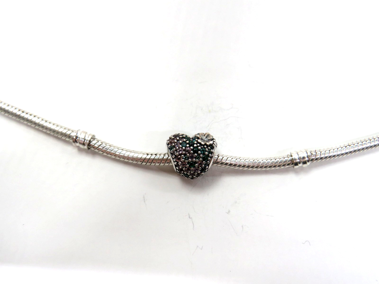 Pandora Gleaming Clover Heart Charm Bead 🍀💚 Retired Authentic green lavander