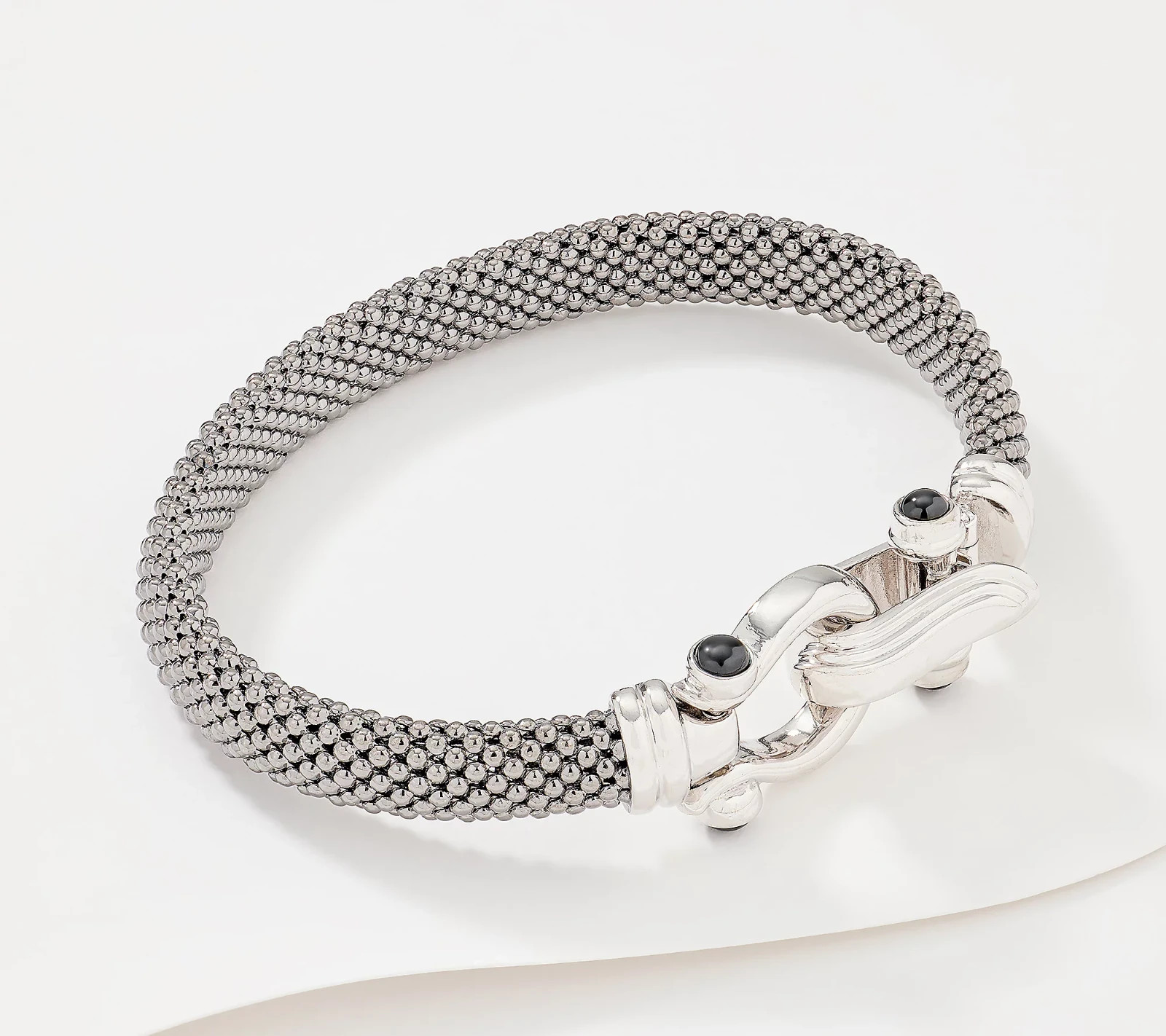 David Markstein Bronze Mesh Status Buckle Clasp Bangle Black/Silver Sz Av New
