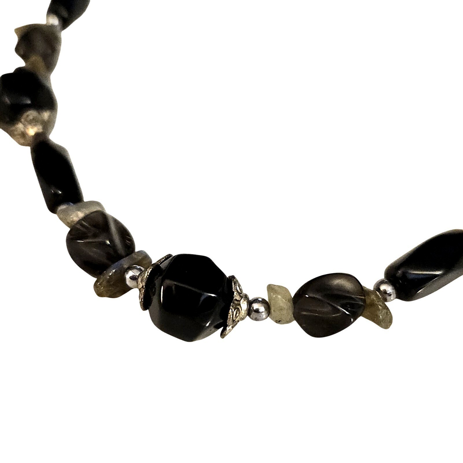 Premier Designs SABLE Antiqued Silver Tone & Black Beaded 16″ Necklace