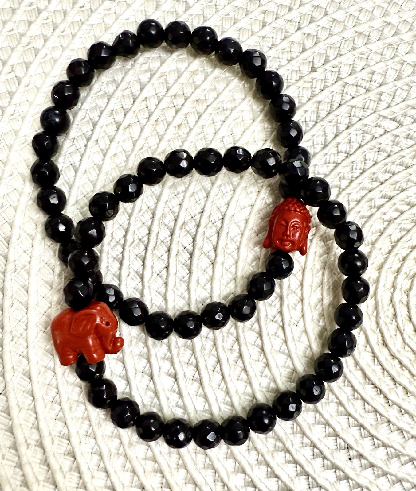 KALIFANO Black Agate 6mm Matching Bracelets/See Details!