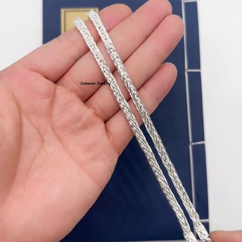 Solid S999 Fine Silver Chain Men Women 5.5mm Double Wheat Link Necklace 20-28in