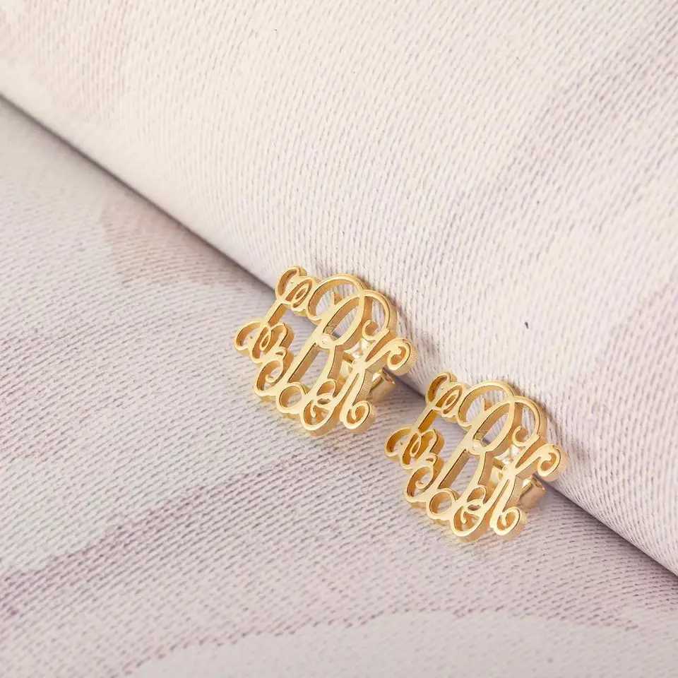 3 Styles Initials Earrings With Box Monogram Letter Women Boho Jewelry Gift Her