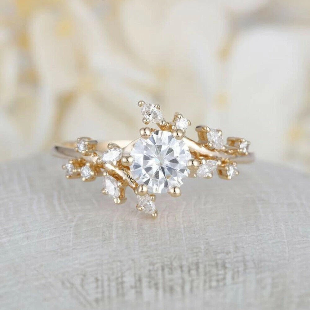 2Ct Round Cut Lab Created Diamond Women’s Engagement Ring 14K Yellow Gold Plated