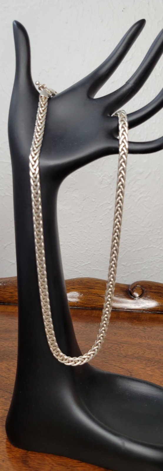 Solid Heavy Sterling Italian Foxtail Necklace Luxurious 18″ 31.4 Grams Stamped