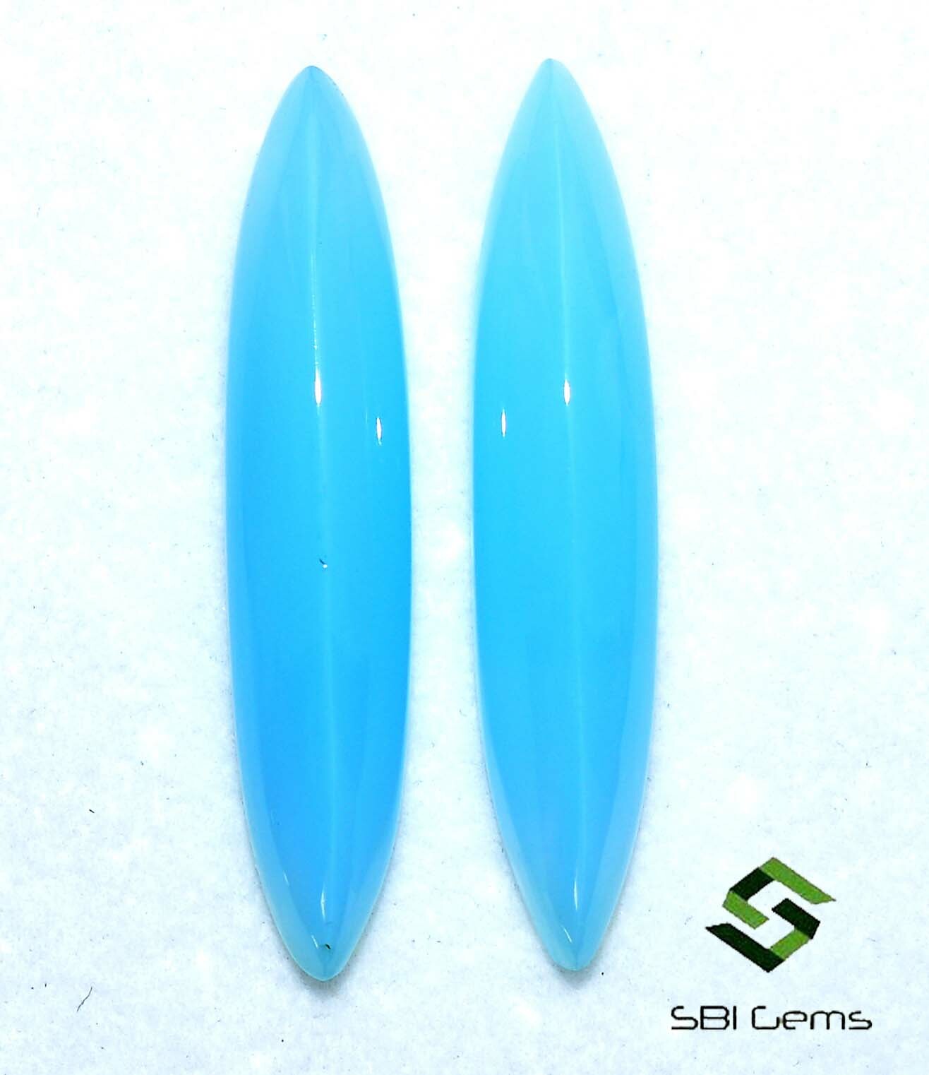 30×6 mm Natural Chalcedony Fancy Long Shape Cabochon Pair 13.21 CTS Loose Gems