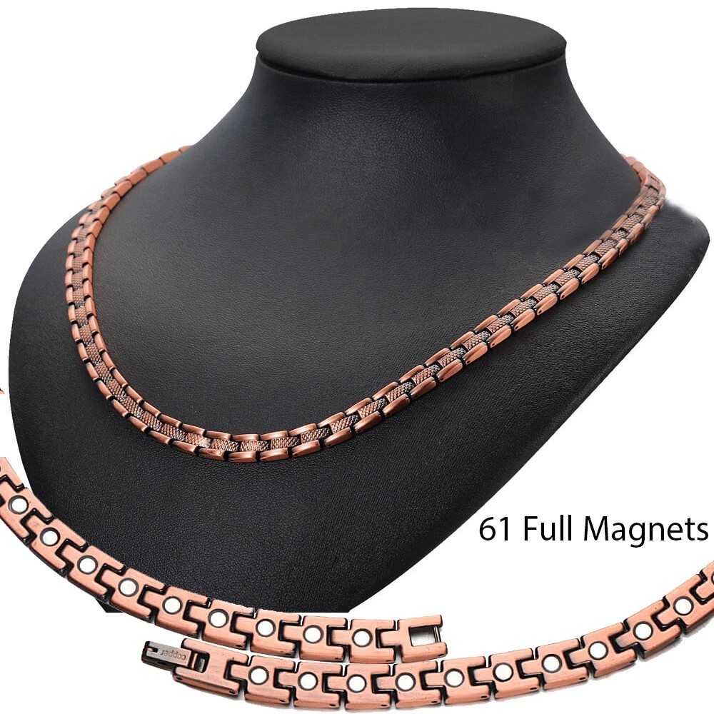 Copper Magnetic Necklace for Women Men 99.9% Solid Pure Copper Necklace 20.9in