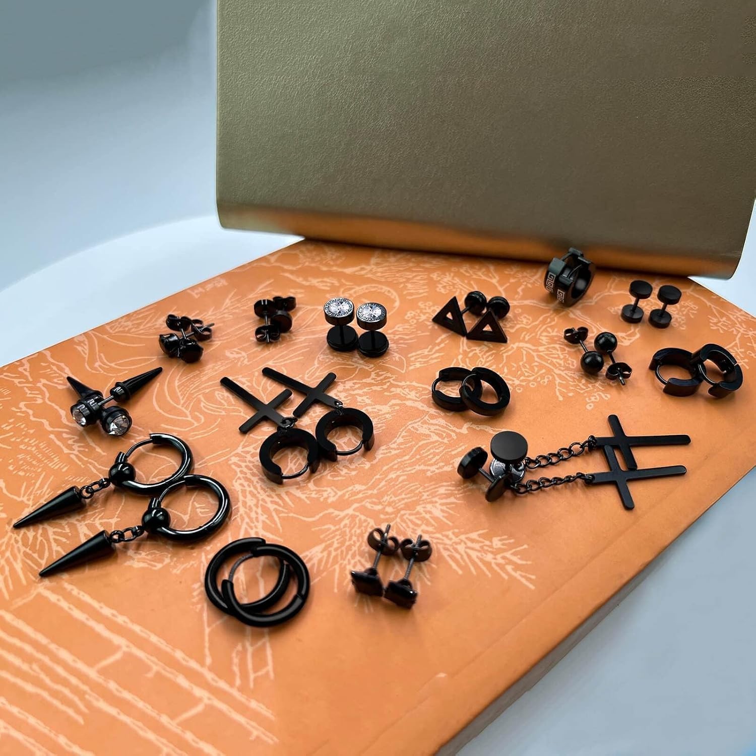 15 Pairs Earrings for Men Stainless Steel Earrings Stud Kit for Men Women Fashi