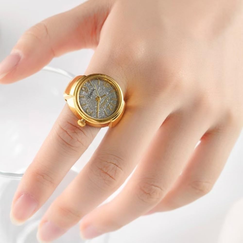 Dazzling 6Pcs Round Dial Finger Watches – Stylish Gift for Every Occasion