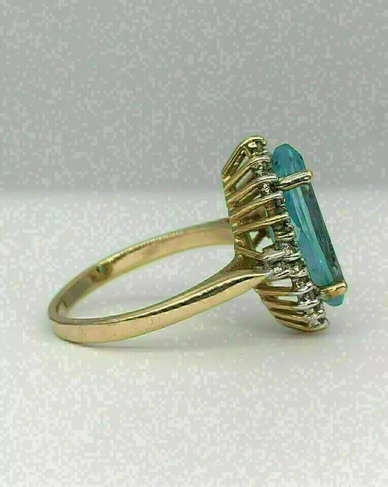Marquise Simulated Blue Topaz Women’s Pretty Wedding Ring 14k Yellow Gold Plated