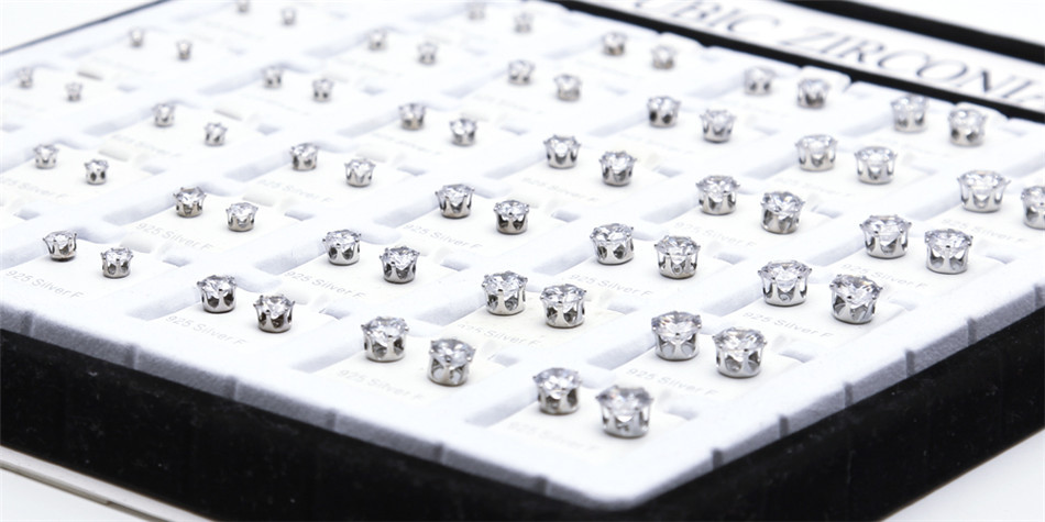 Wholesale 36pcs Cubic Zirconia CZ Women Earrings Studs Silver Quality Jewelry