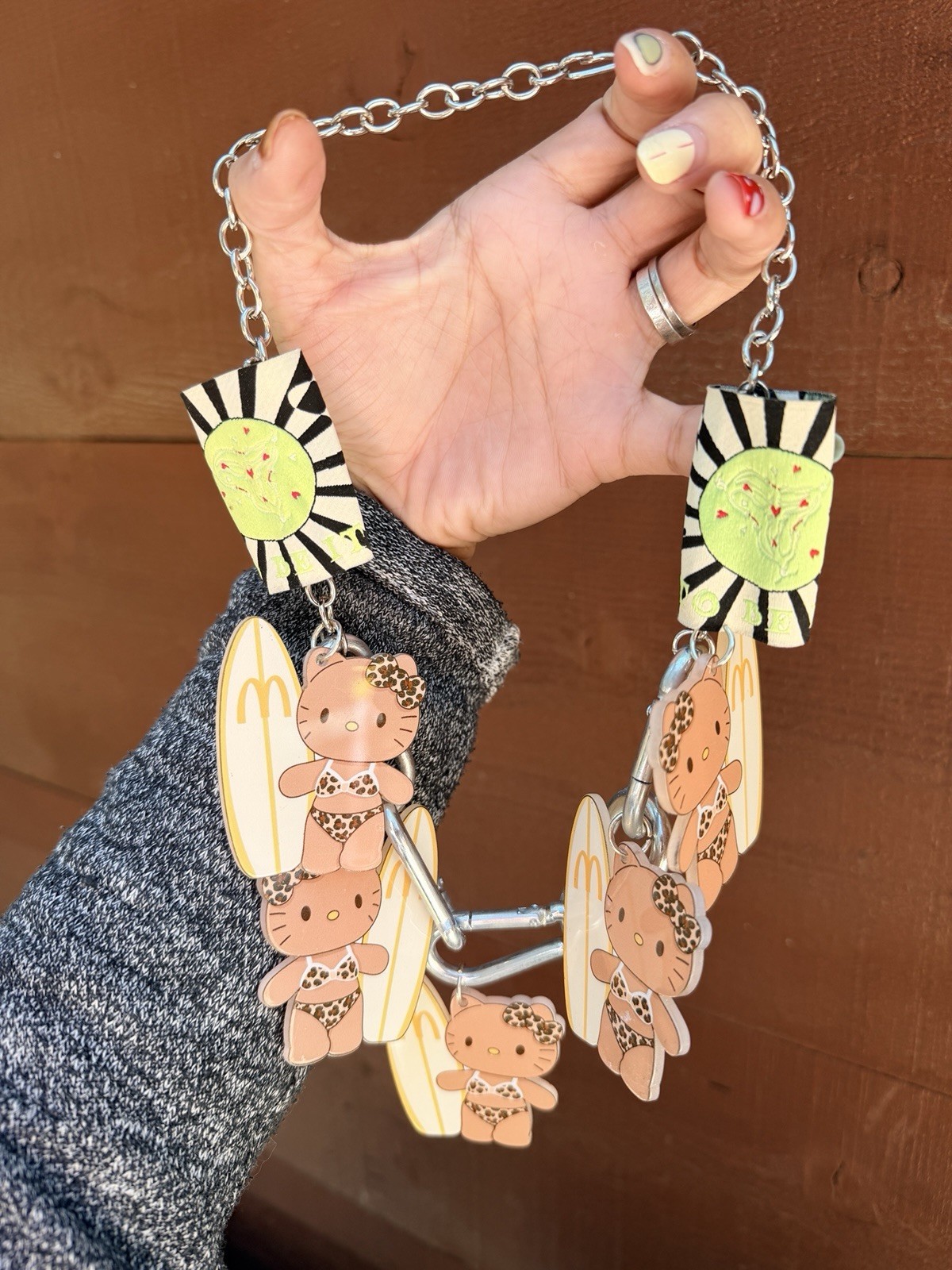 Hello Kitty summer skateboard necklace waist chain personality unique design