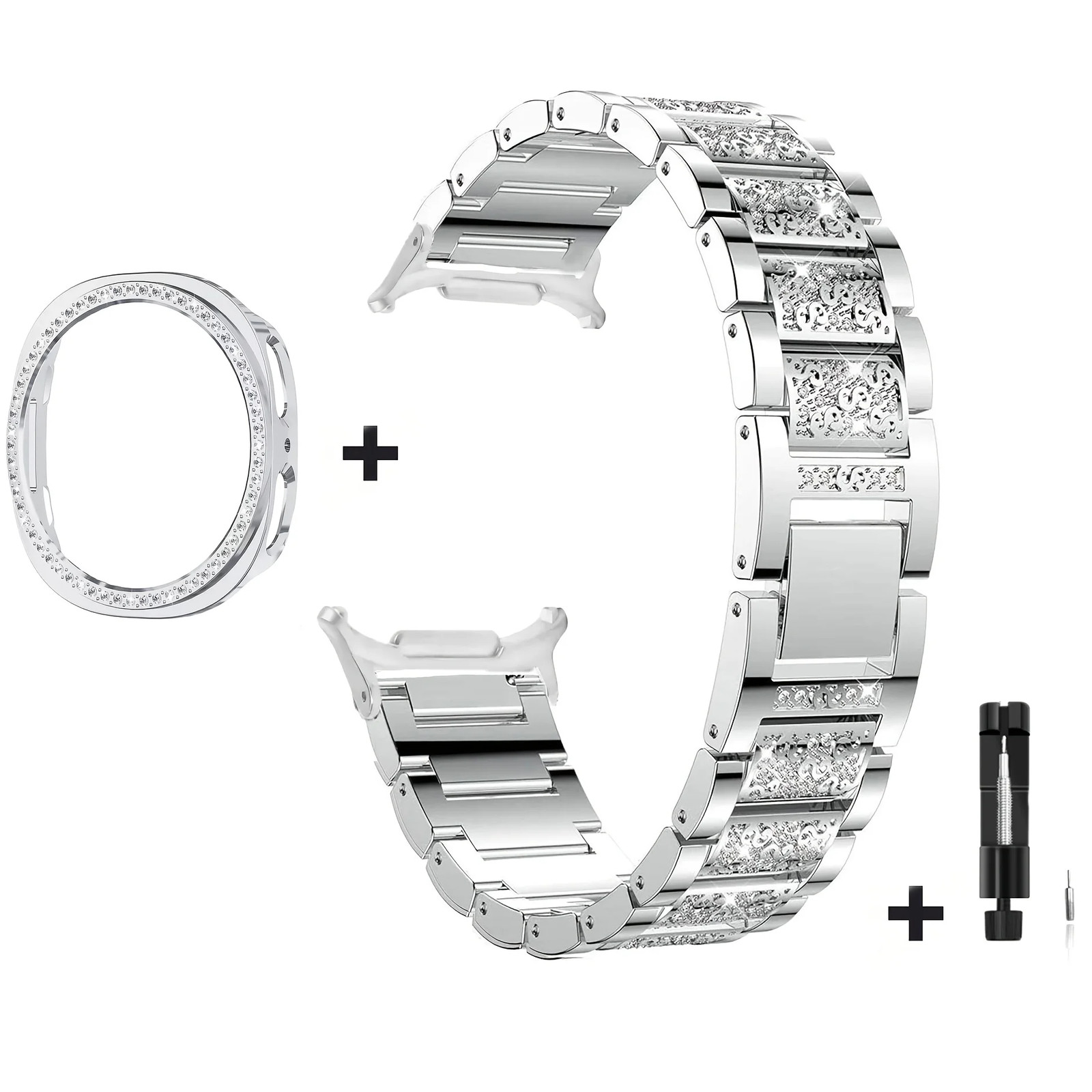 Case+Bling Metal Watch Band For Samsung Galaxy Watch 9 40/44mm Women Wrist Strap