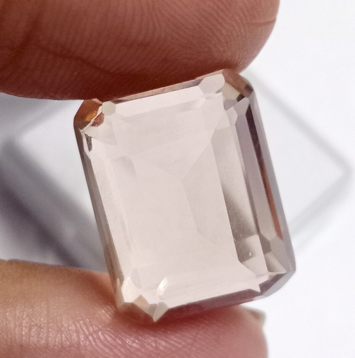 Natural Morganite Emerald Cut Madagascar Certified Loose Gemstone 17.90 Ct