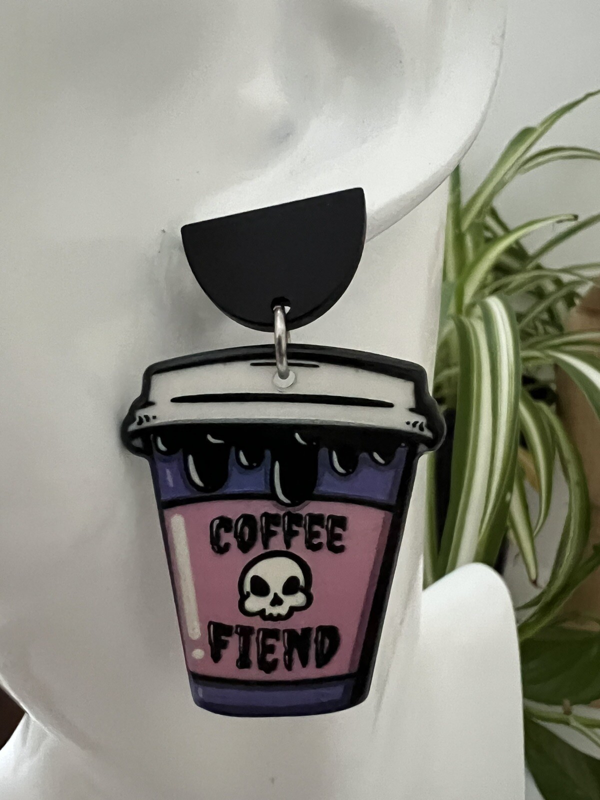Coffee Fied Pastel Goth Large Dangle Earrings – Cute Emo Graphic Earrings