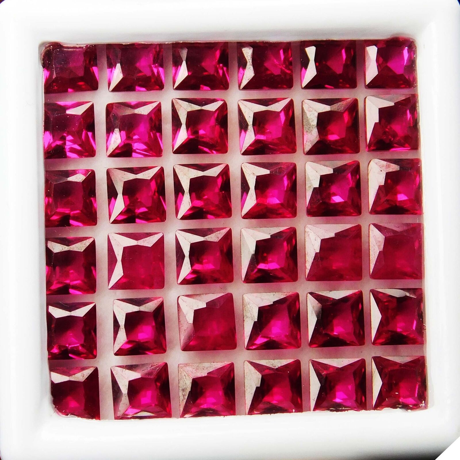 50 PCS Natural Red RUBY Loose Gemstone Lot CERTIFIED Ring Size Square Shape