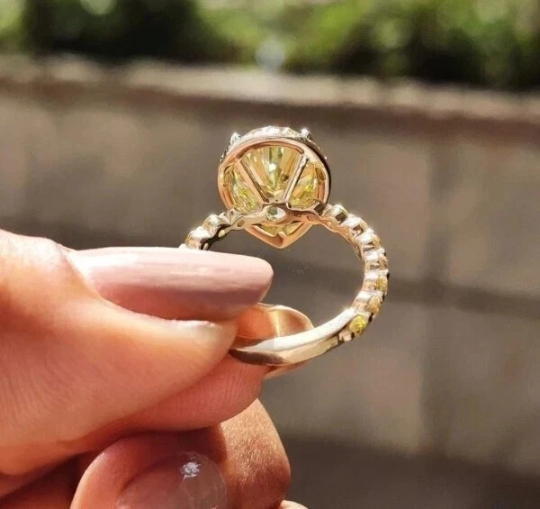 6.65 Ct Natural Yellow Sapphire Diamonds Engagement Ring Real 14k Yellow Gold