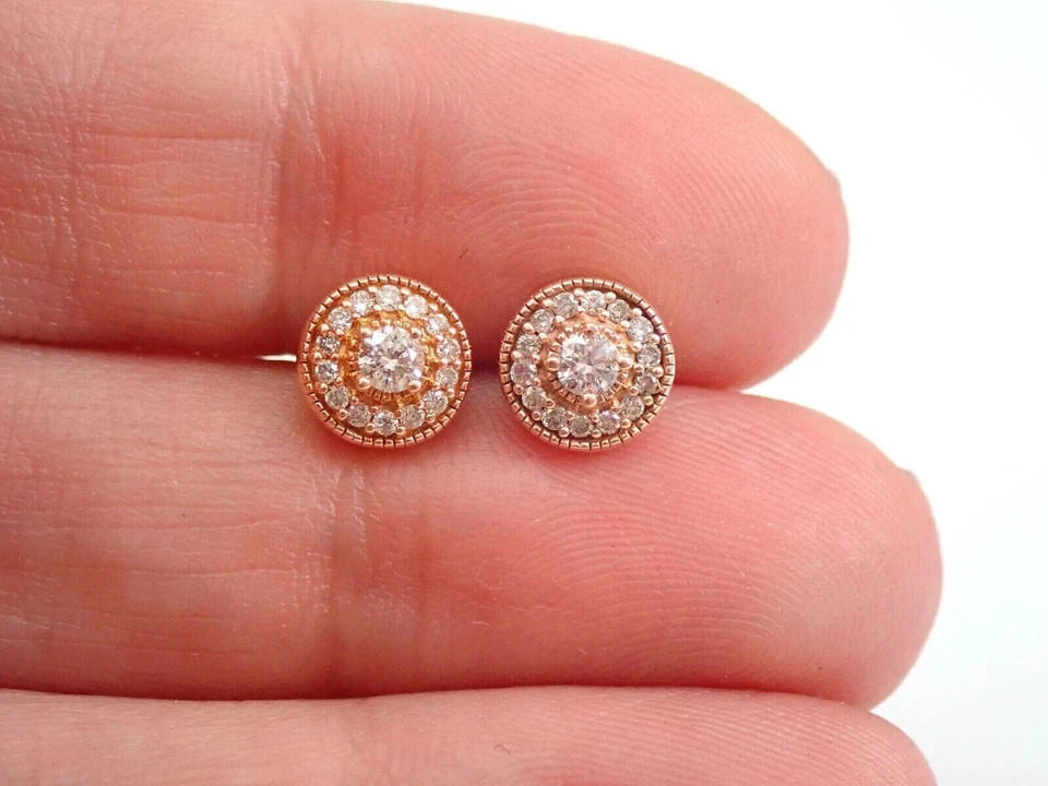 1.50Ct Lab Created Diamond Round Halo Cluster Stud Earrings 14K Rose Gold Plated