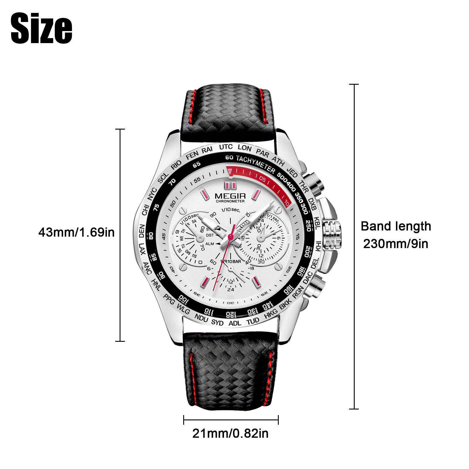 Waterproof MEGIR Men’s Stainless Steel Analog Sports Quartz Military Wrist Watch
