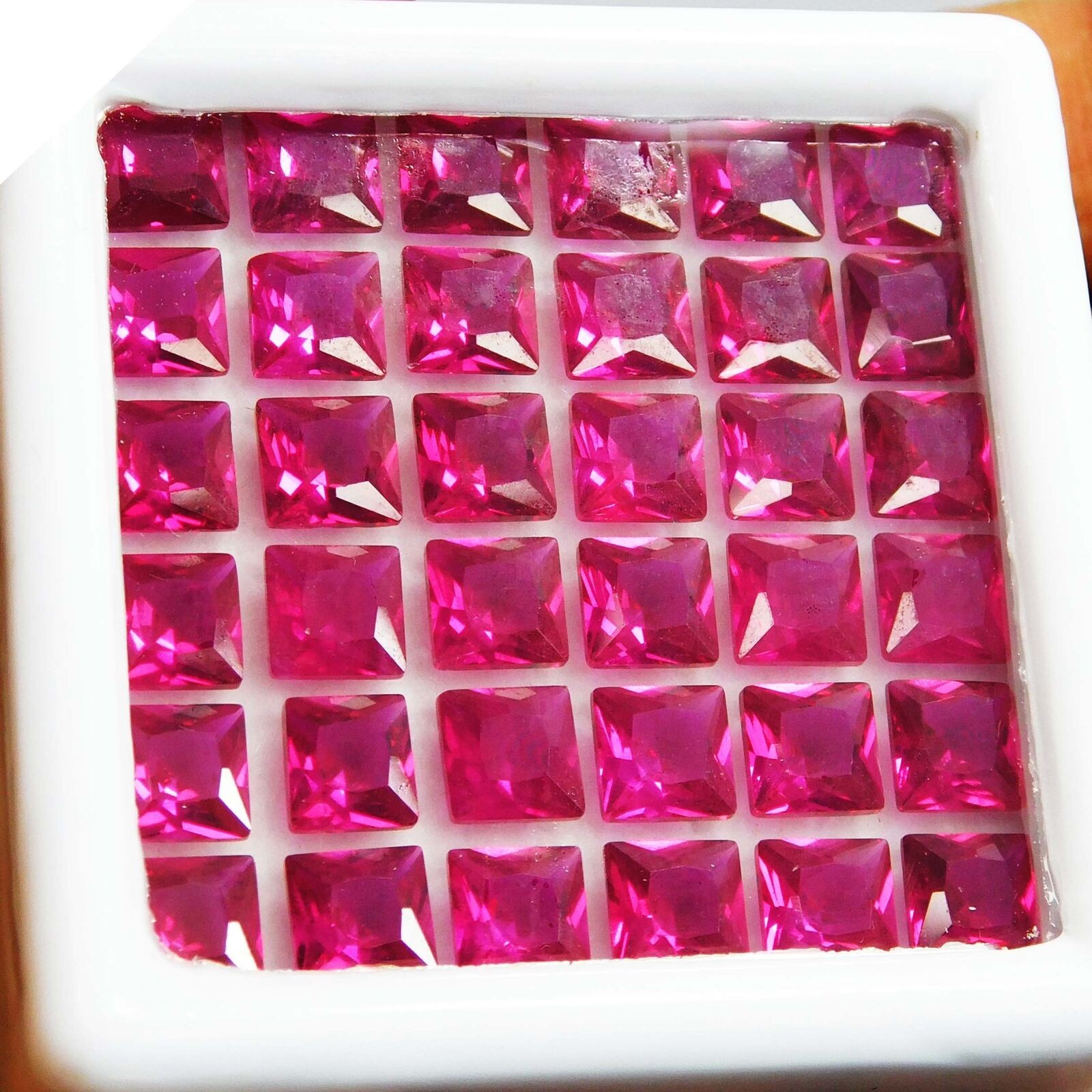 50 PCS Natural Red RUBY Loose Gemstone Lot CERTIFIED Ring Size Square Shape