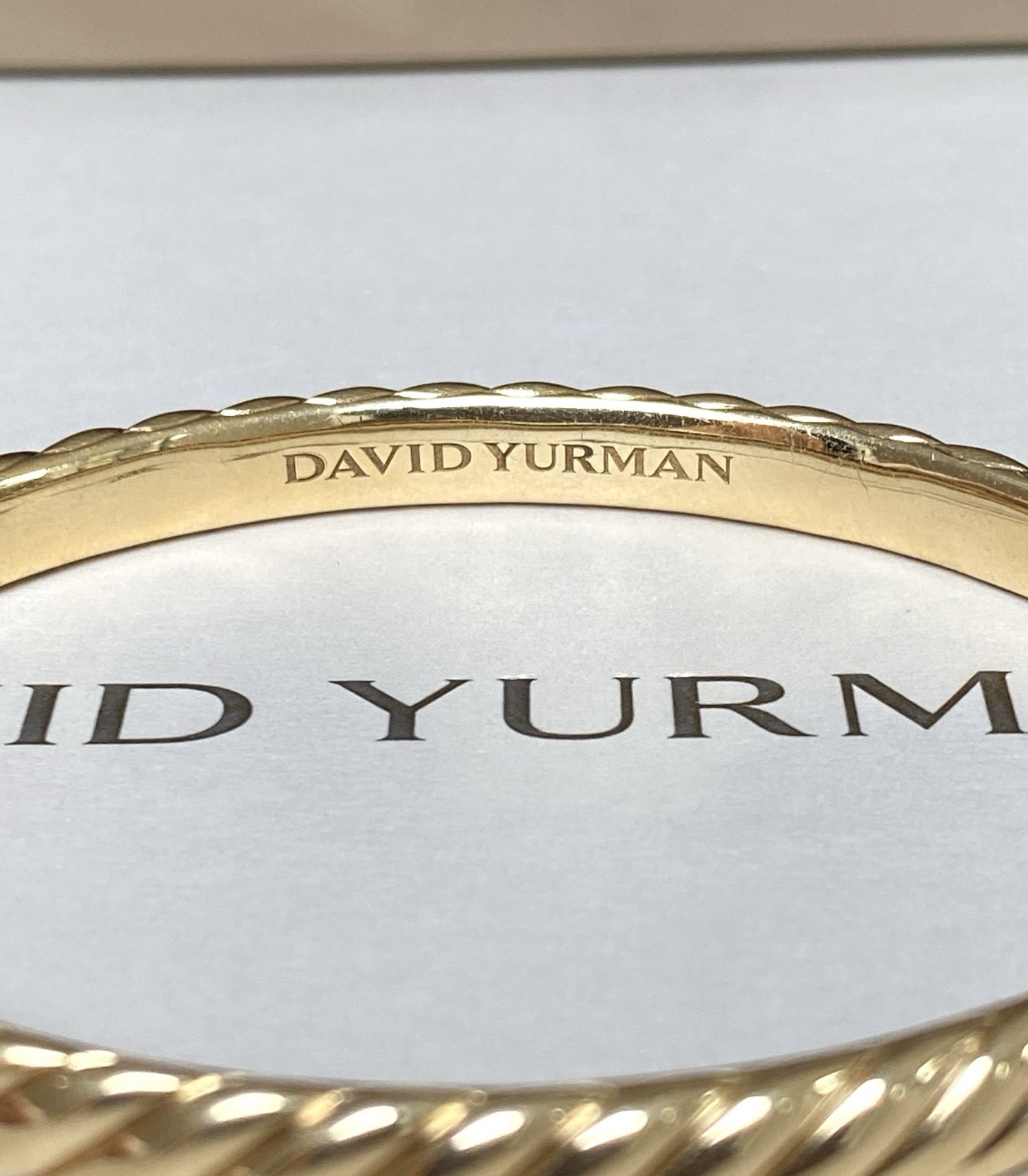 David Yurman 18K Yellow Gold Sculpted Cable Bangle Bracelet 6.2mm $8500+ M