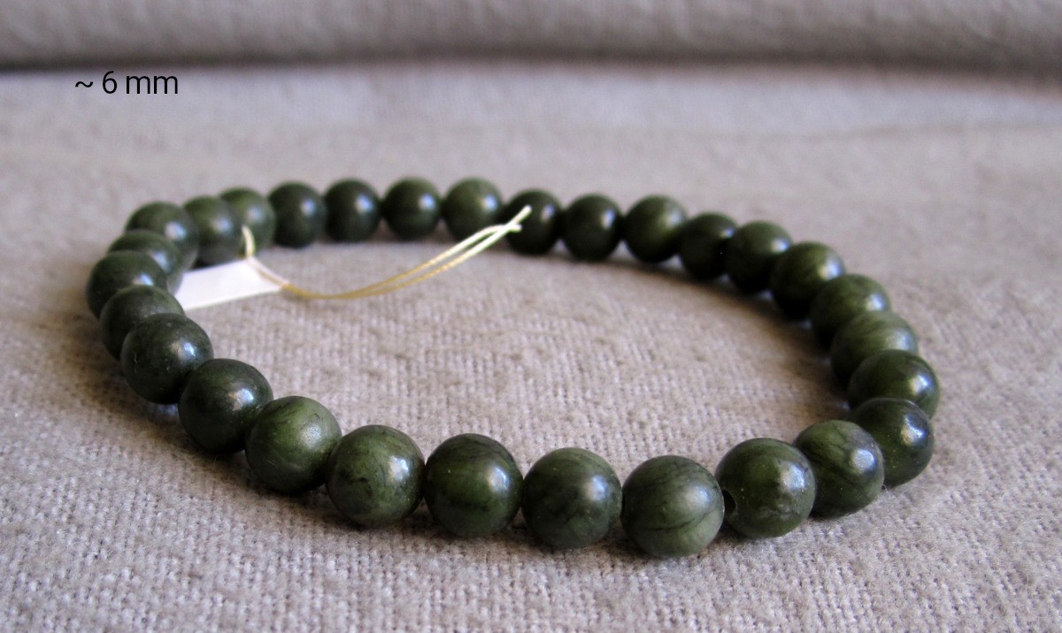 Nephrite Jade Bracelet – Balls Ø ~ 6+8.3mm / ~16.5-22cm Width – Elastic