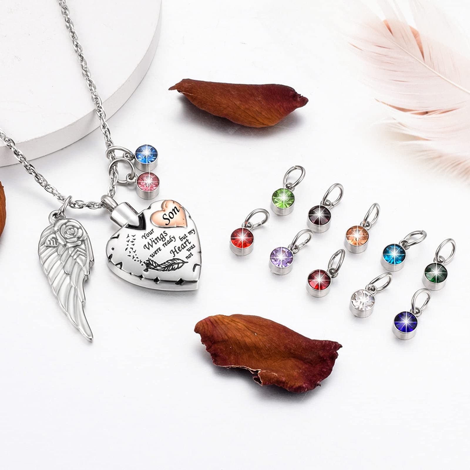Heart Cremation Necklace for Ashes Cremation Jewelry with 12 Birthstones Urn …