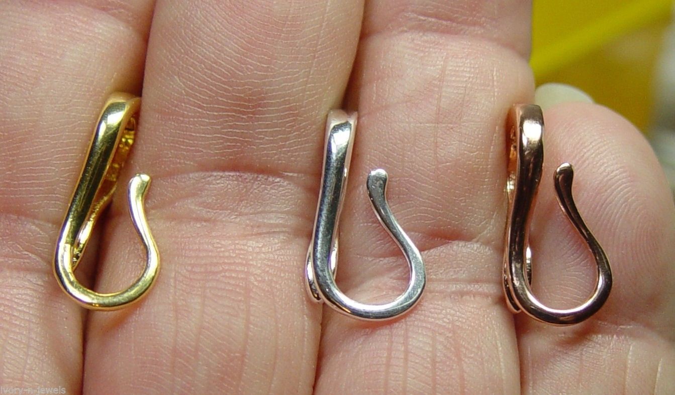 9x21mm INTERCHANGEABLE Pendant Hanger SLIDE Pearl Enhancer SILVER, ROSE or YG