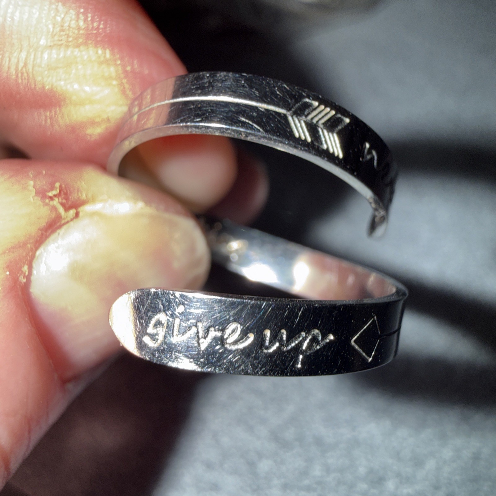 Silver Toned Inspirational Ring “Never F$$king Give Up-Size 7