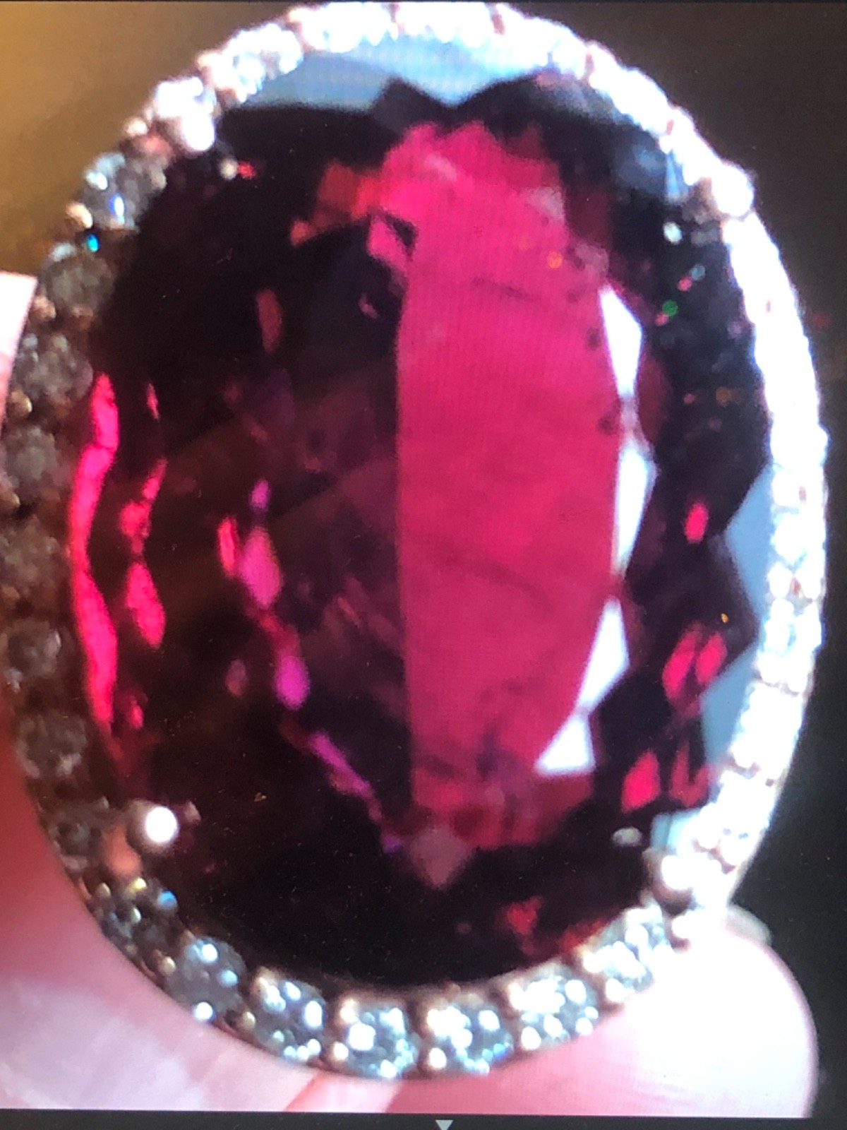 14K Pink Gold Large 21.43 ct. Rubellite Ring Diamond Halo .75 ct . T.W.11.70 grm