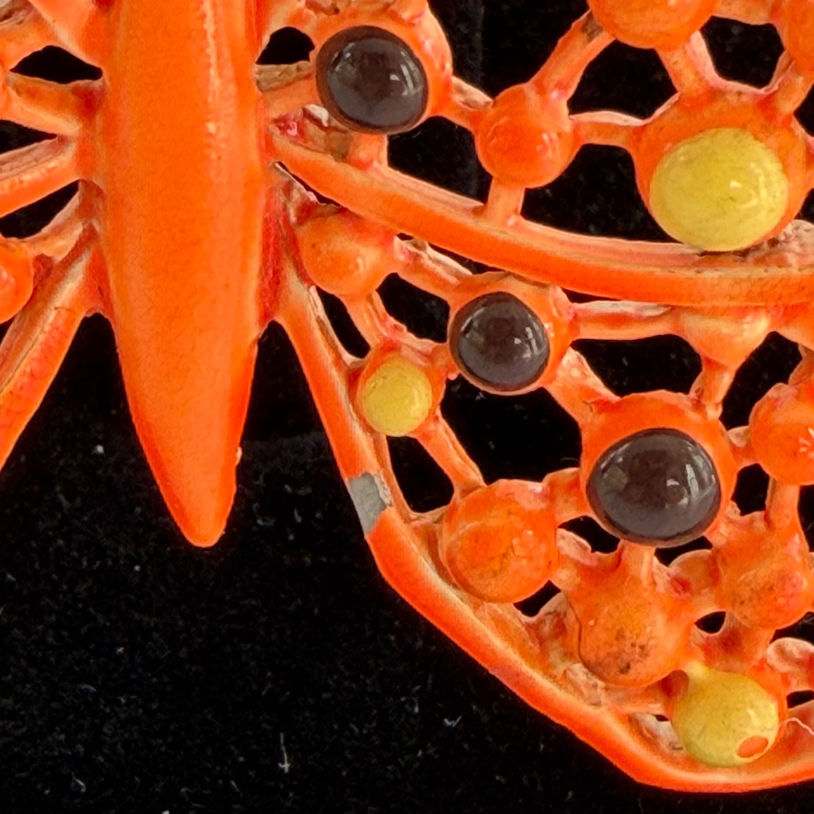 Vintage 50s 60s Orange Butterfly Brooch Pin Enamel 2.75 x 2 Retro Cottage Garden