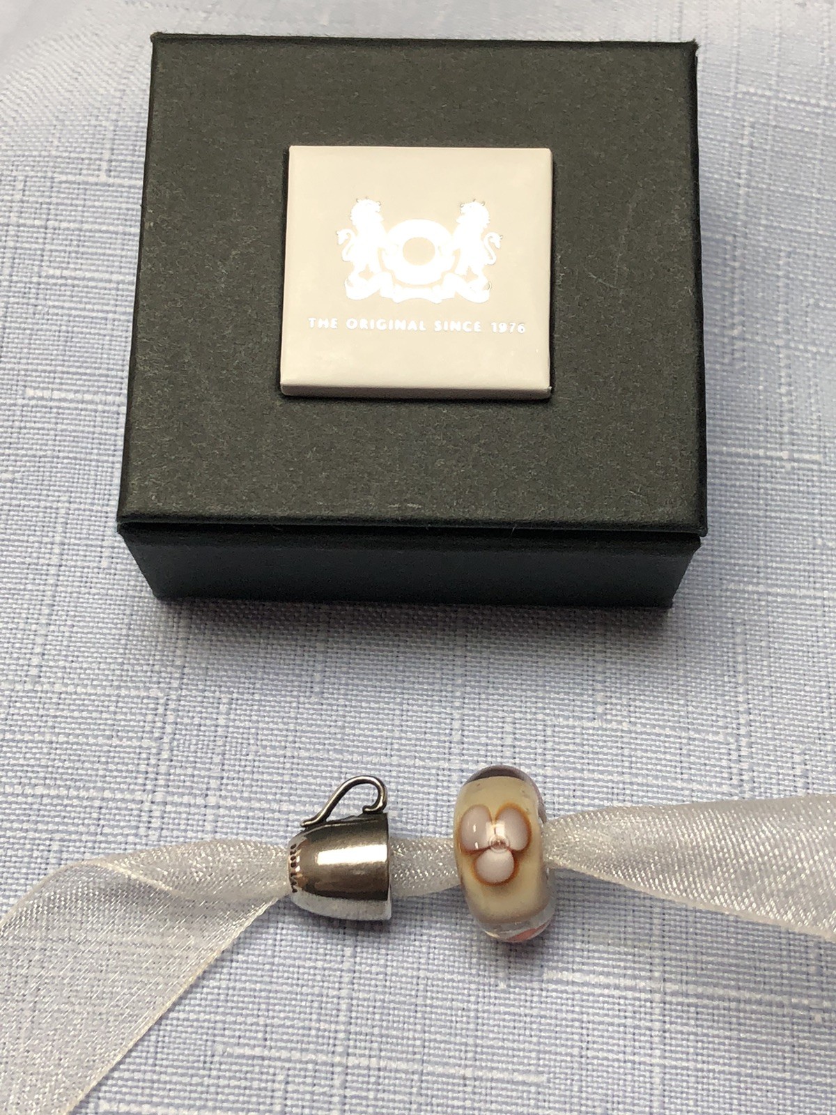 TROLLBEADS (2) RETIRED Cappuccino Flower Bead & Coffee Mug Bead W/Box!! **RARE**
