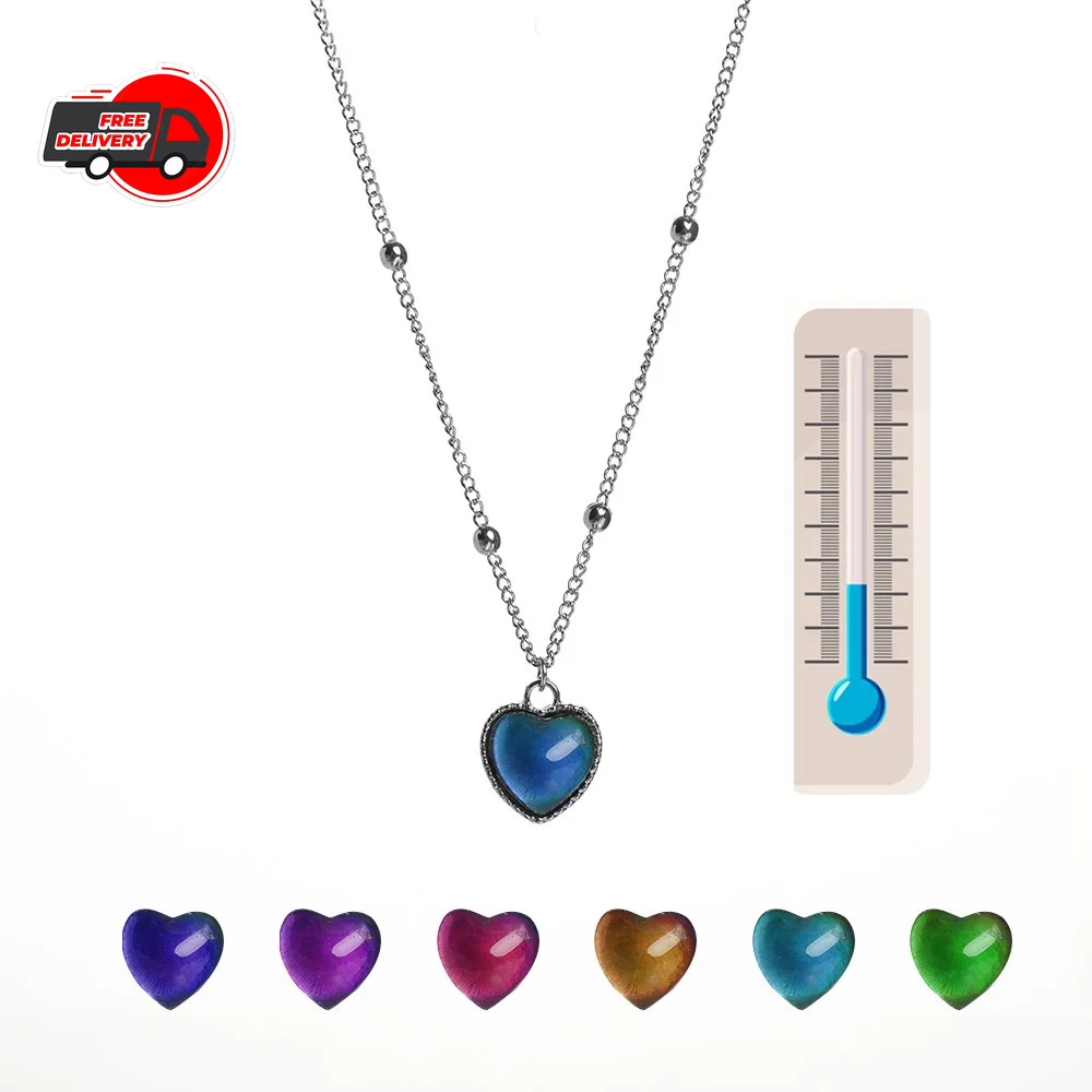 Heart Mood Locket Necklace Color Changing Necklace Temperature Mood Stainless