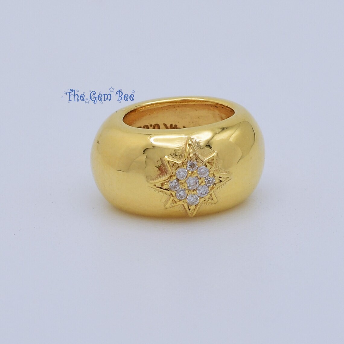 12.3mm 14k Solid Yellow Gold Starburst Star Diamond Accent Bead Pendant Charm