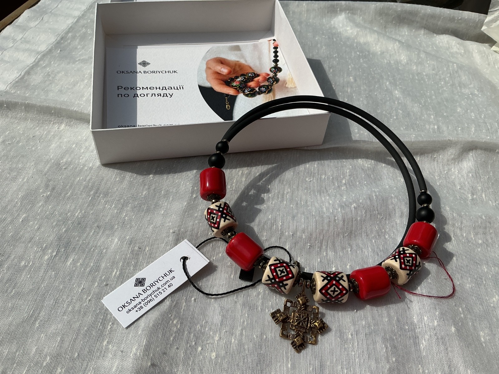 NWT Handmade Ukrainian Ethnic Jewelry Necklace Folk Style “Oksana Boriychuk