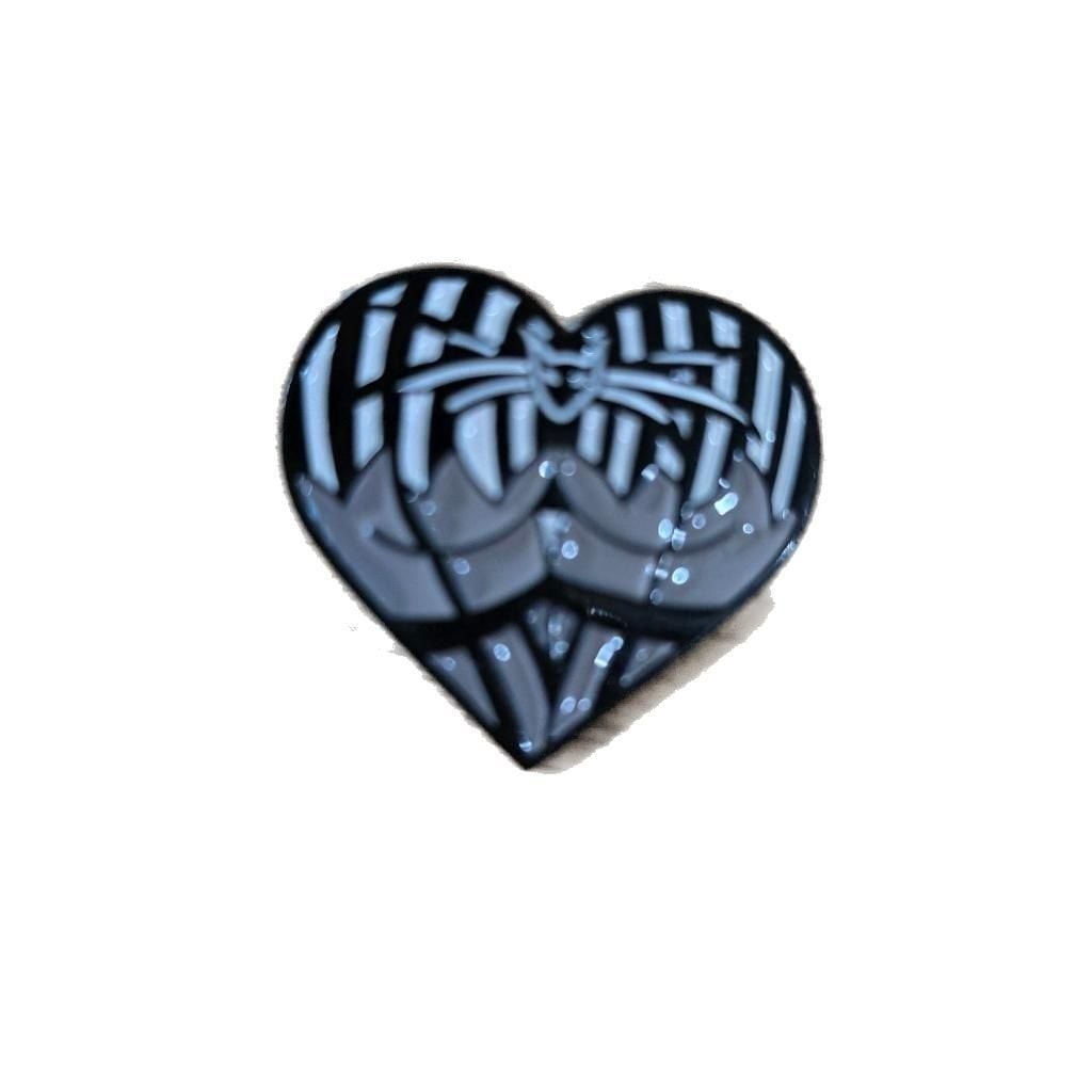 Set of 6 Halloween-Themed Heart Enamel Lapel Pins
