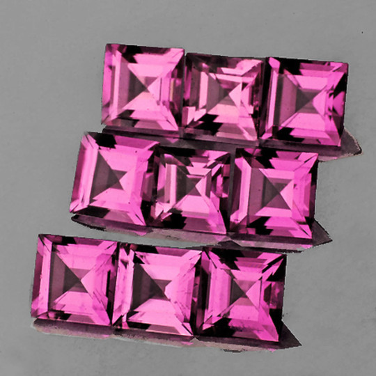 3.00 mm 9pc Square Natural Pink Tourmaline {Flawless-VVS Clarity}