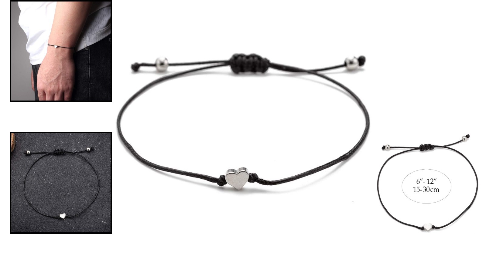 Elegant Minimalist Red & Black Braided Bracelet – Adjustable Charm Jewelry