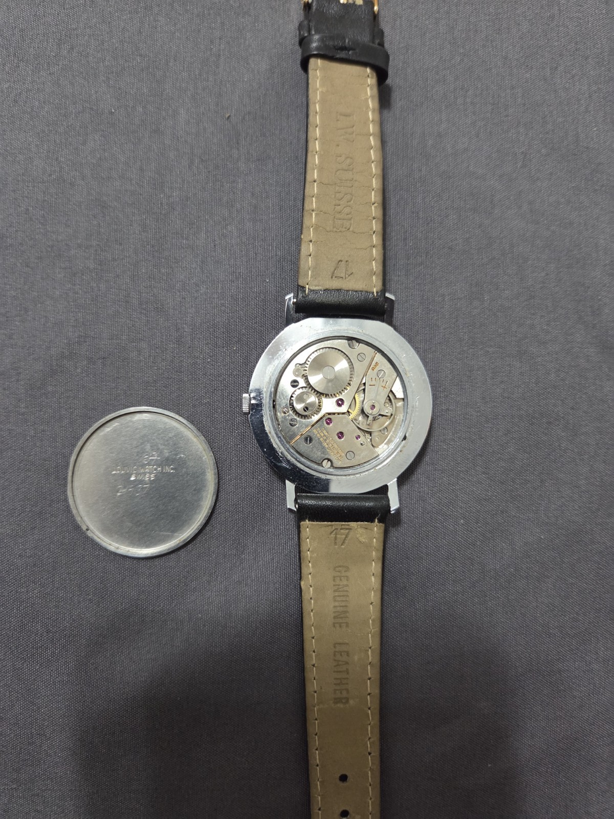 Rare 1960s Louvic De Luxe Mystery Dial 17 Jewels Swiss Mechanical Watch RUNNING