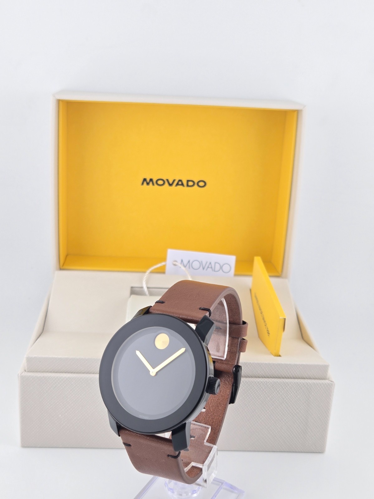 Movado Men’s Bold Black Dial Brown Leather Strap Watch – 3600305 ($695 MSRP)