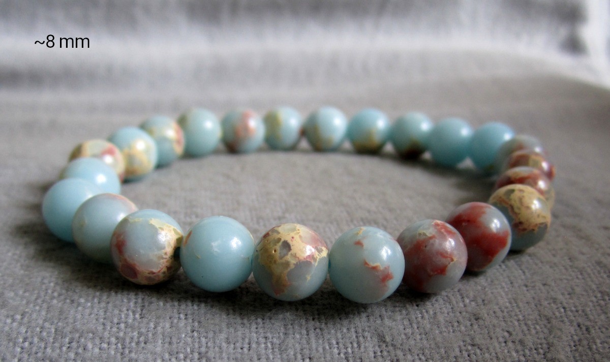 Shoushan Stone Bracelet • Approx Ø 6 + 8mm / Approx 15-23cm • Elastic