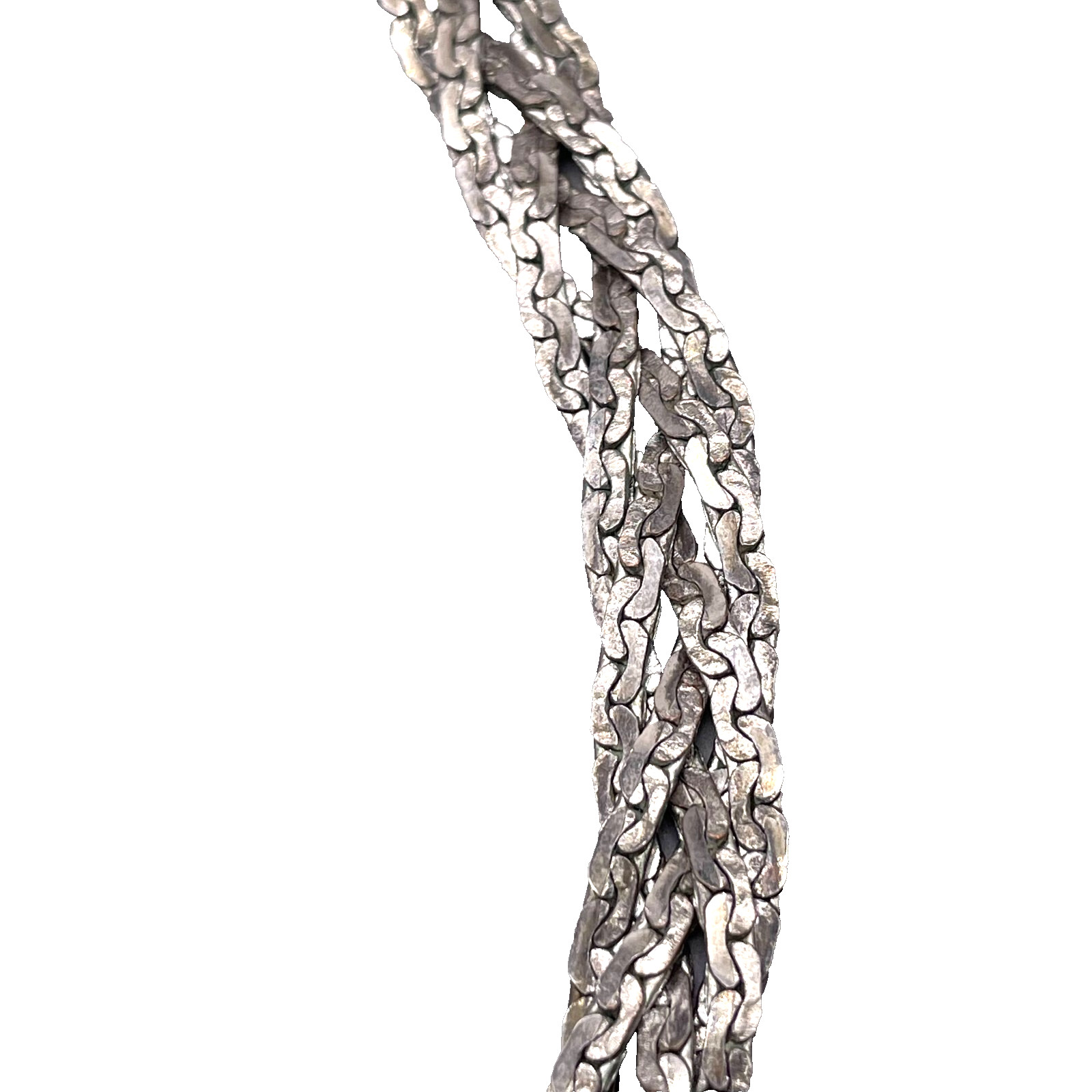 Braided Chain Necklace Spring Silver Tone 22.5 Inches