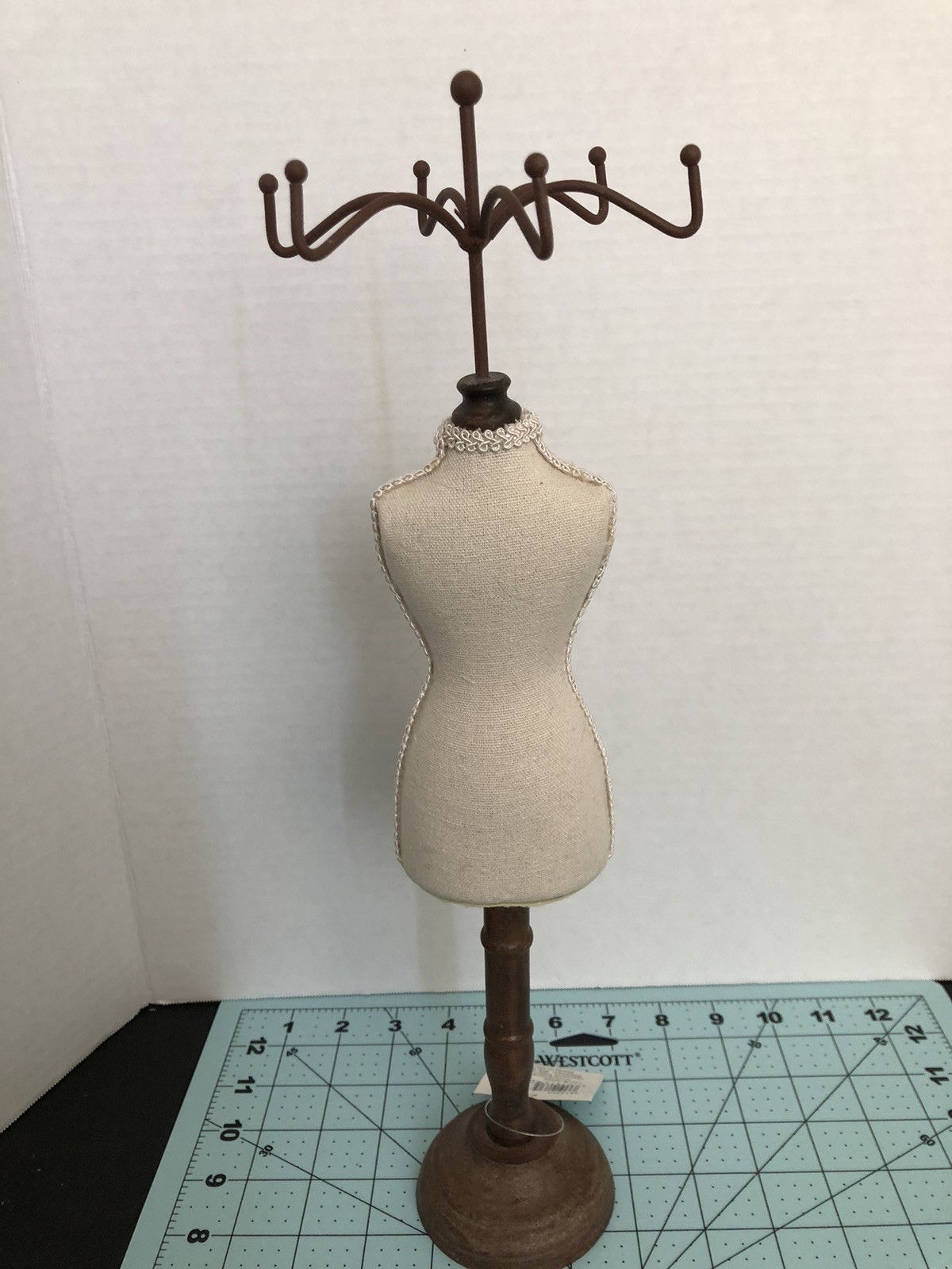 Jewelry Organizer Mannequin Fashion Designer Display 15.5″H Wood Base